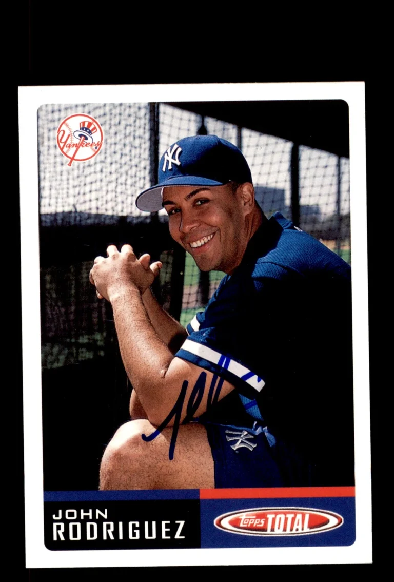 Signed Baseball Card Auto John Rodriguez 2002 Topps Total #529 New York Yankees