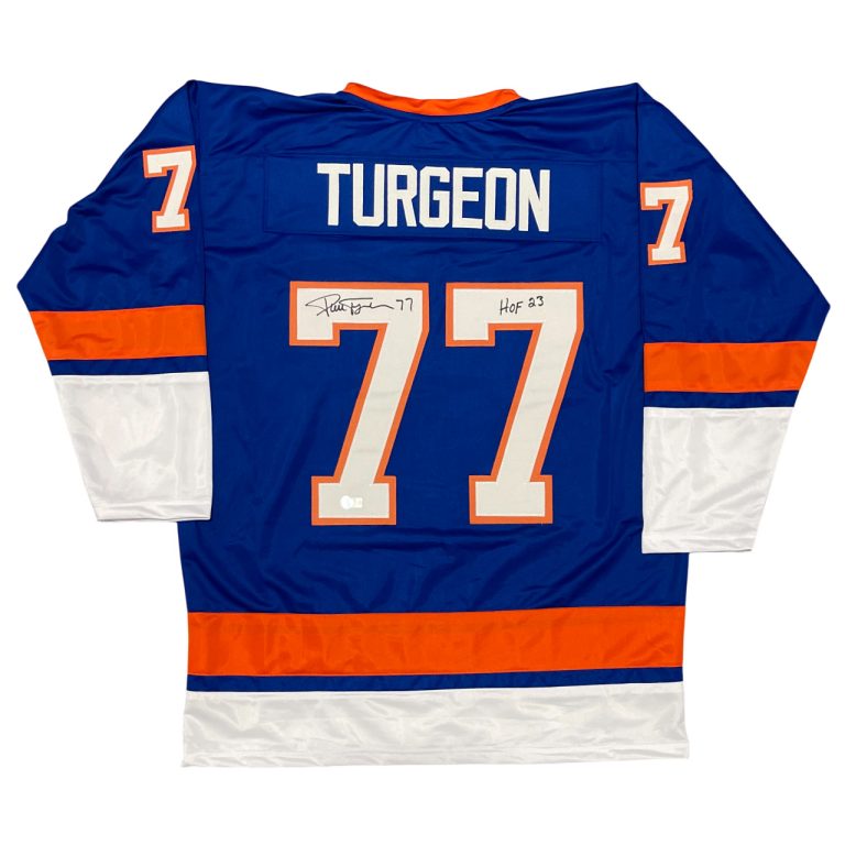 Pierre Turgeon Signed NY Islanders Custom Jersey w/ HOF 23 Beckett Wit BAS COA