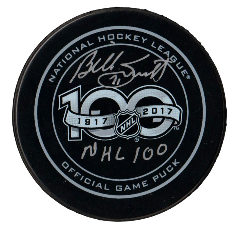 Billy Smith Signed NHL 100th Official Game Puck w/ NHL 100 Beckett Wit BAS COA