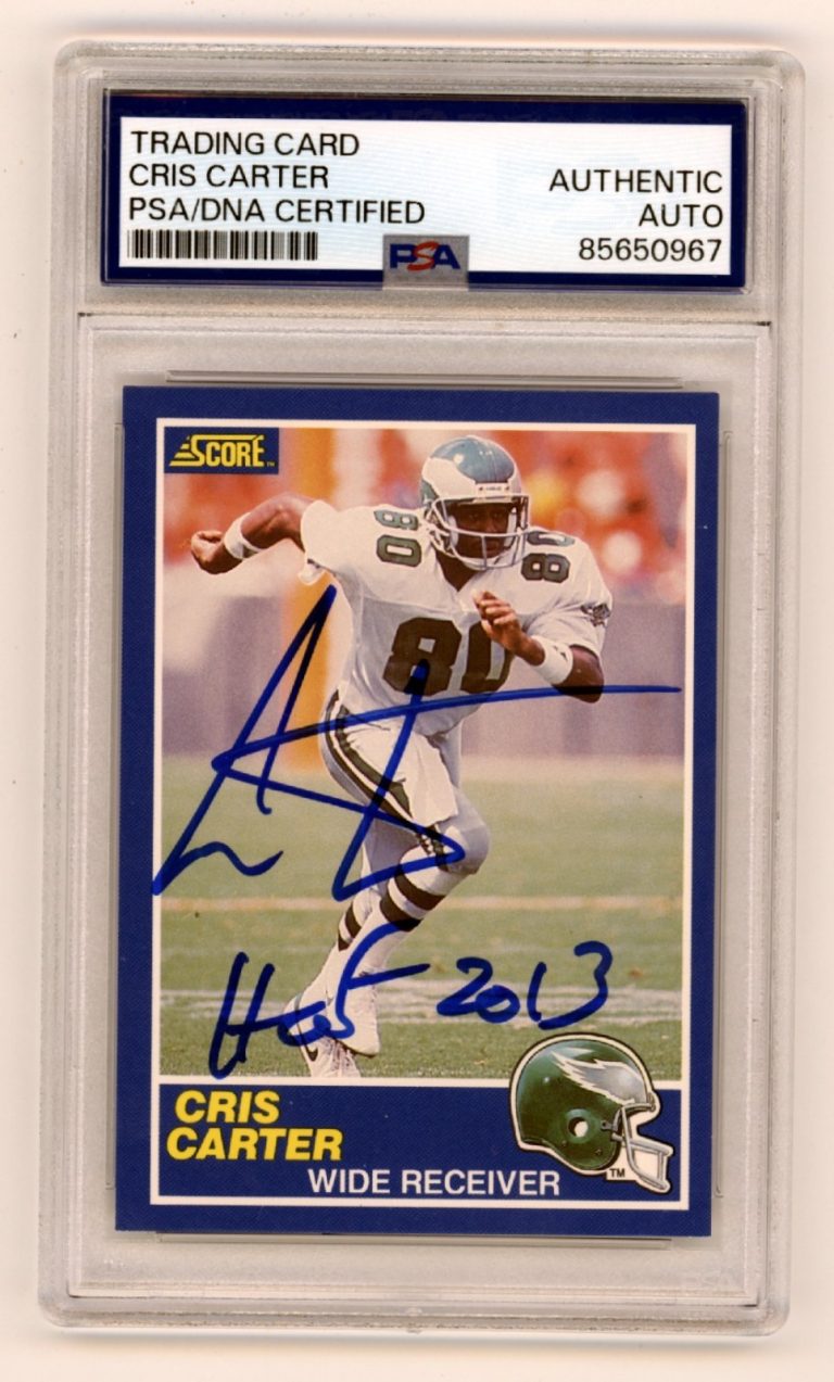Cris Carter 1989 Score Football #72 Signed RC w/ HOF 2013 INS PSA Authentic Auto