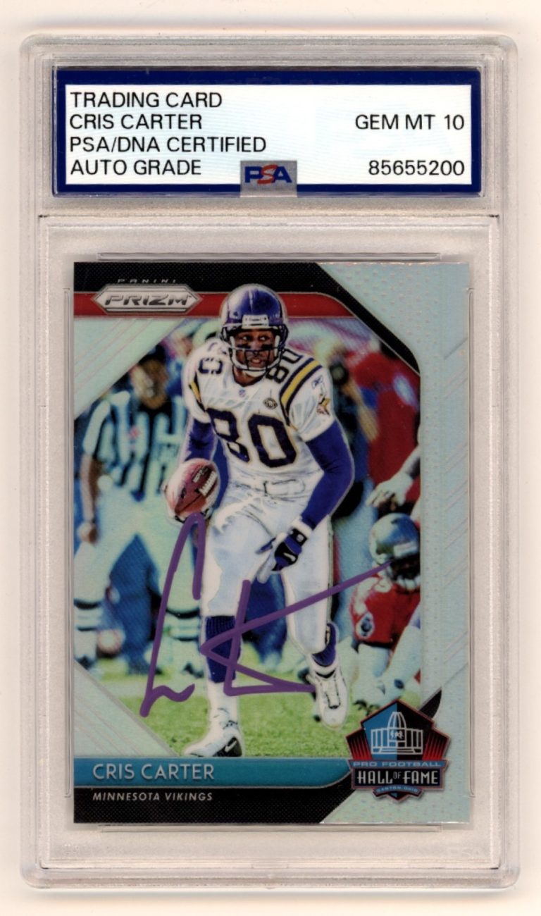 Cris Carter 2018 Panini Prizm #HOF-28 Hall of Fame Silver Signed PSA 10 Auto
