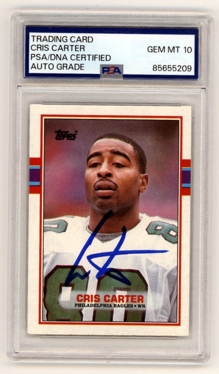 Cris Carter 1989 Topps Football #121 Signed Rookie RC PSA 10 Auto Eagles Vikings