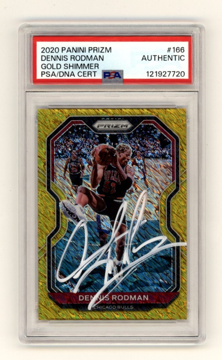 Dennis Rodman 2020-21 Panini Prizm Gold Shimmer #2/10 Signed PSA Authentic Auto