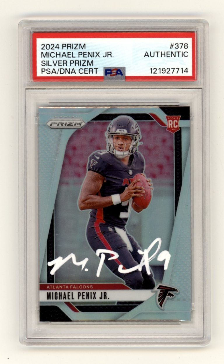 Michael Penix Jr. 2024 Panini Prizm Silver Rookie RC Signed PSA Auto Falcons