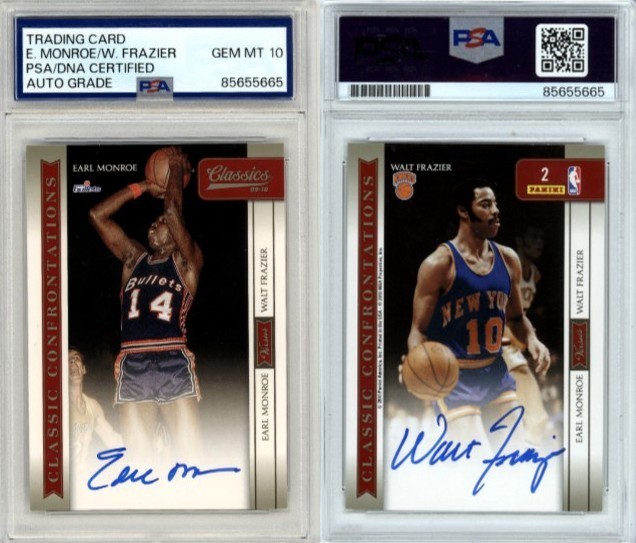 Earl Monroe Walt Frazier 2009-10 Classics Confrontations Dual Signed PSA 10 Auto