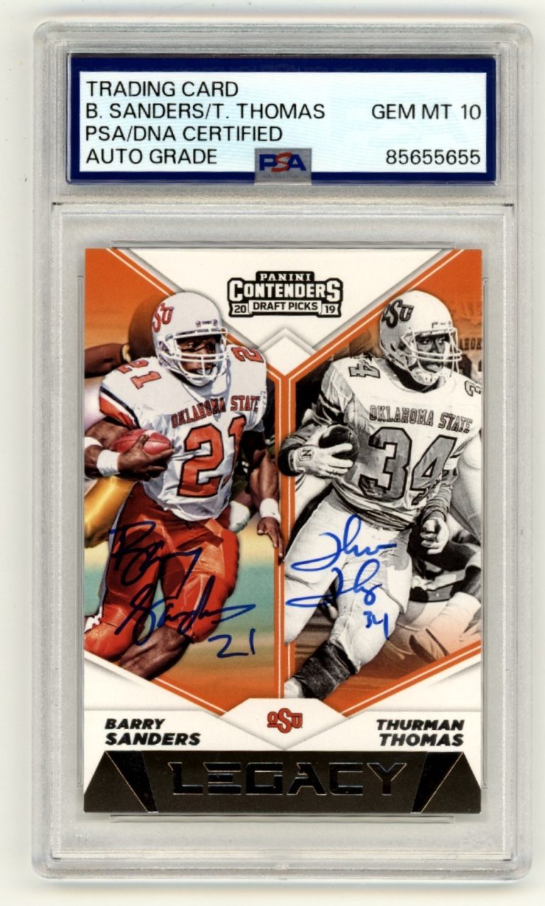Barry Sanders & Thurman Thomas 2019 Panini Contenders Legacy Signed PSA 10 Auto