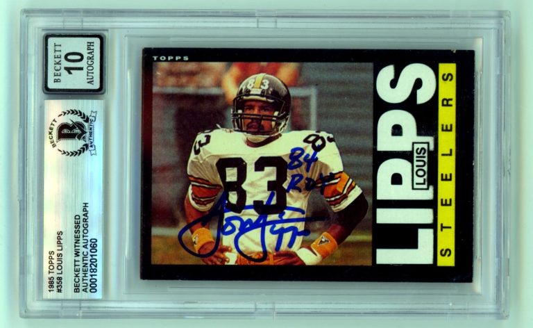Louis Lipps 1985 Topps #358 Signed Rookie RC w/ 84 ROY Insc. Beckett BGS 10 Auto