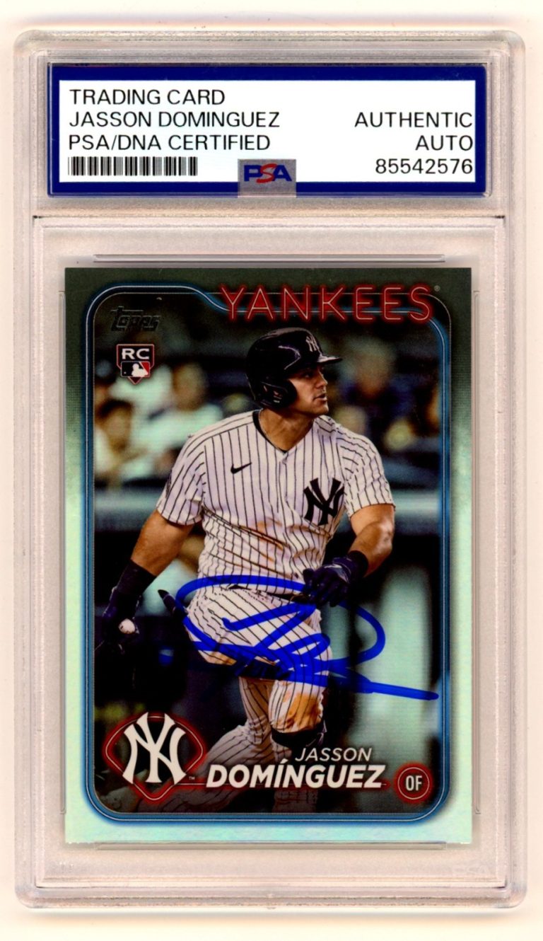 Jasson Dominguez 2024 Topps Series 1 #60 Rainbow Foil Rookie RC PSA Auto