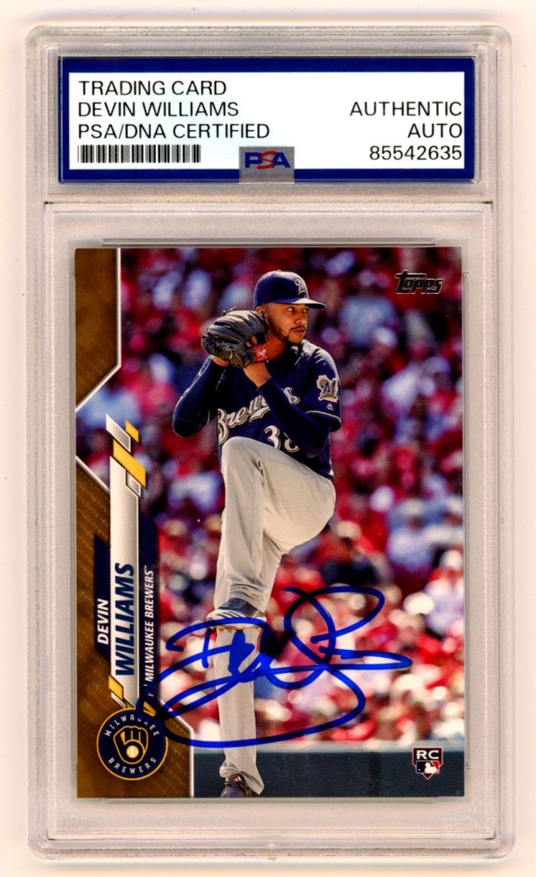 Devin Williams 2020 Topps Update Signed Gold Rookie RC /2020 PSA Authentic Auto