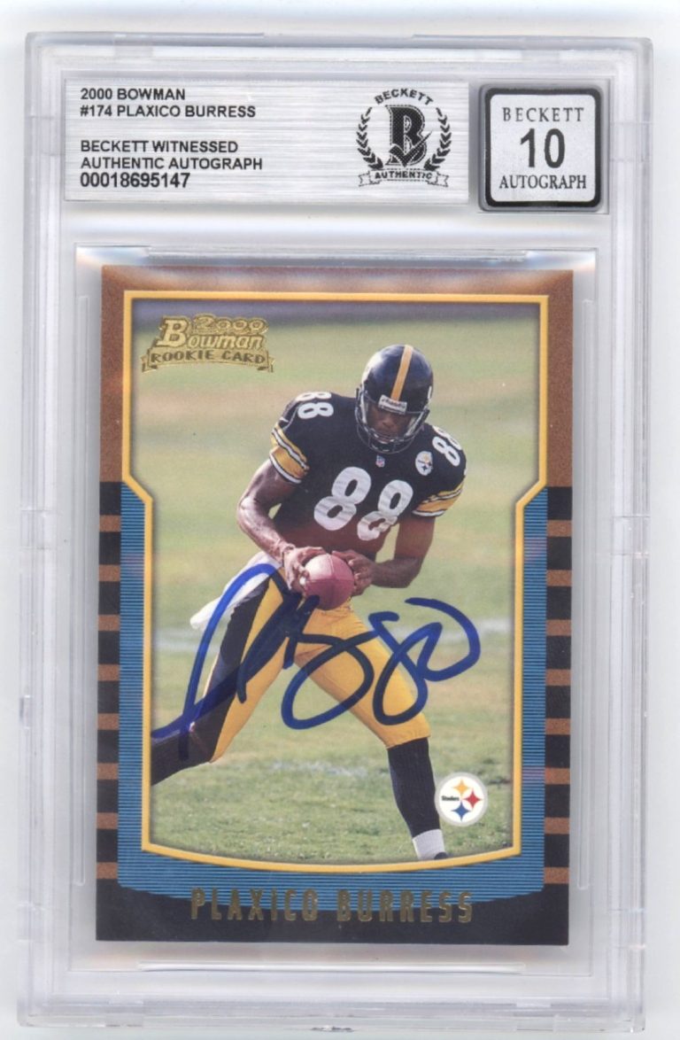 Plaxico Burress 2000 Bowman #174 Signed Rookie RC Beckett BGS 10 Auto Steelers