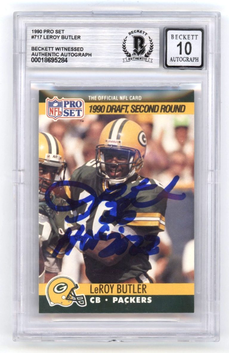 LeRoy Butler 1990 Pro Set #717 Signed Rookie RC w/ HOF 2022 Beckett BGS 10 Auto