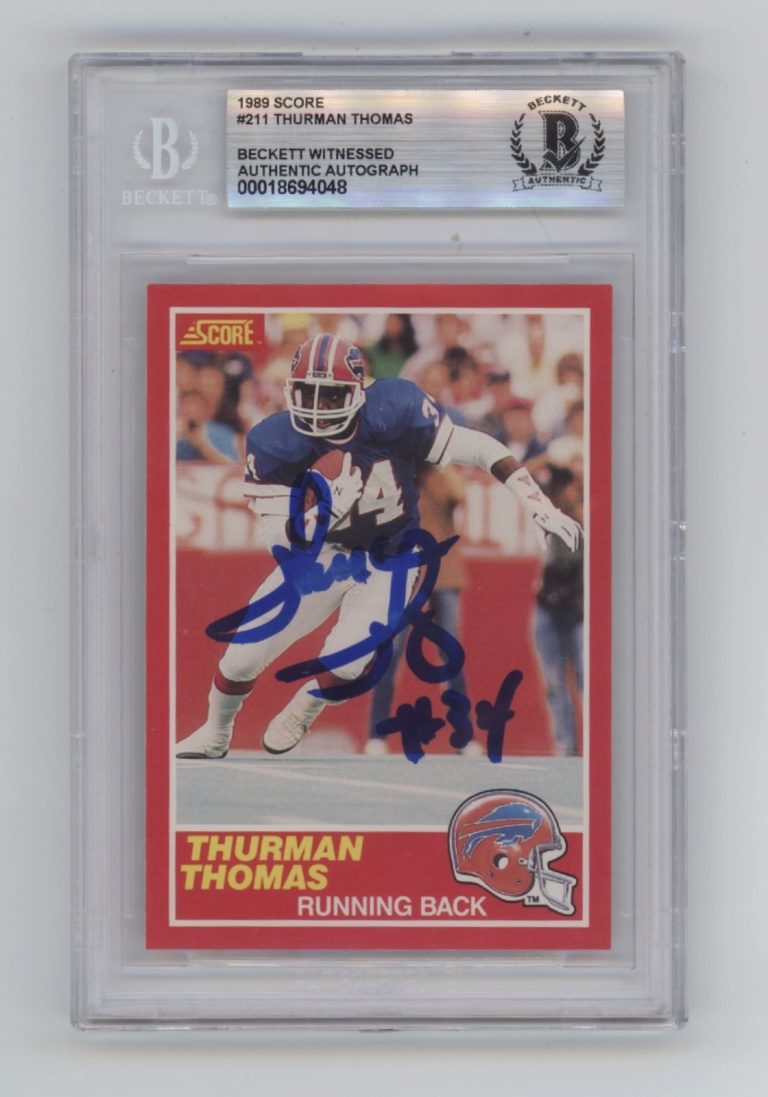 Thurman Thomas 1989 Score #211 Signed Rookie RC Beckett BGS BAS Auto Bills HOF
