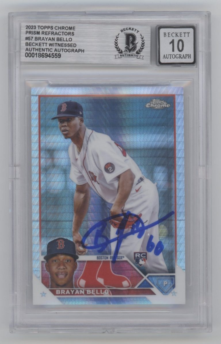 Brayan Bello 2023 Topps Chrome 57 Prism Refractor Signed RC Beckett BGS 10 Auto