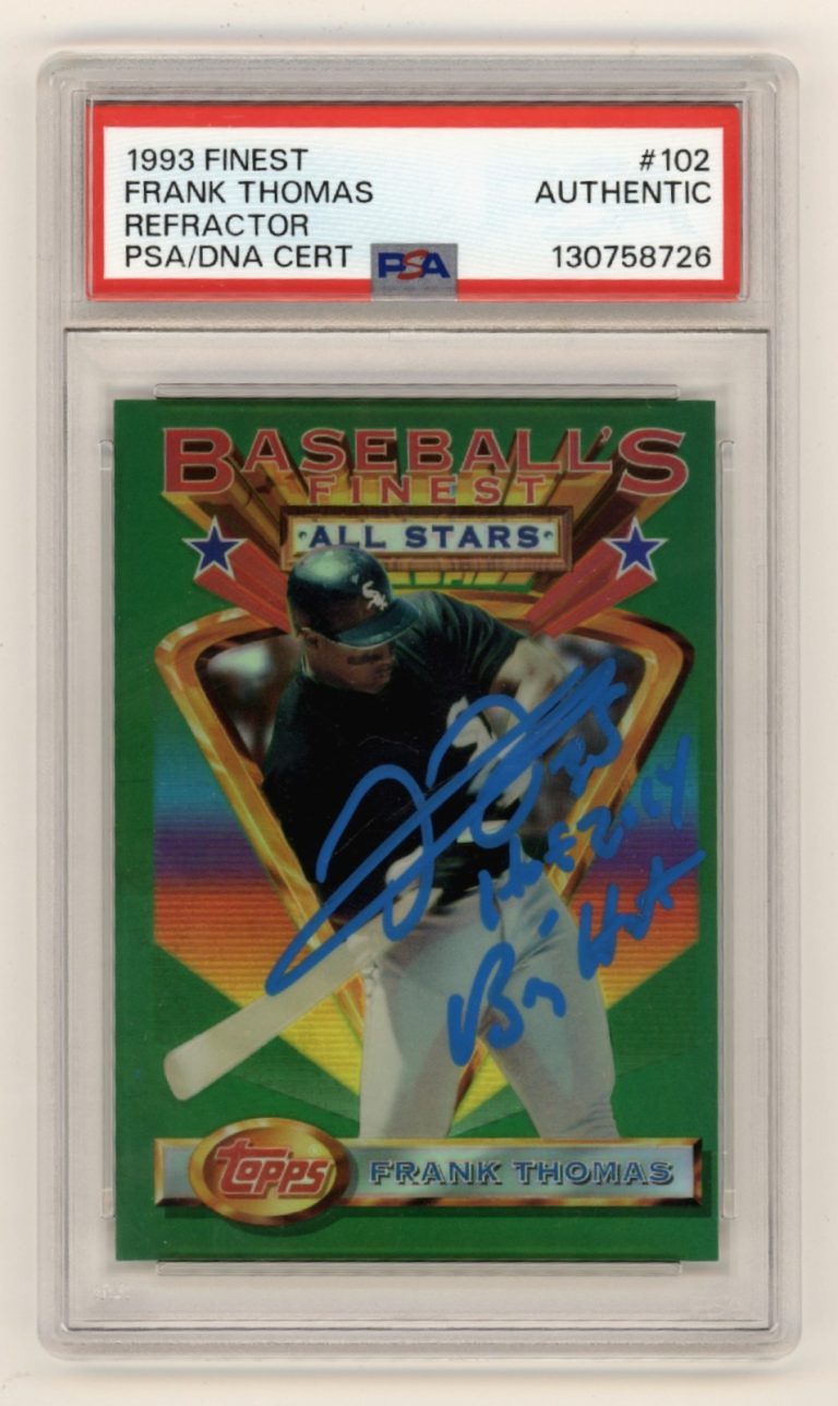 Frank Thomas 1993 Topps Finest #102 Refractor Signed w/ 2 Ins PSA Auto White Sox