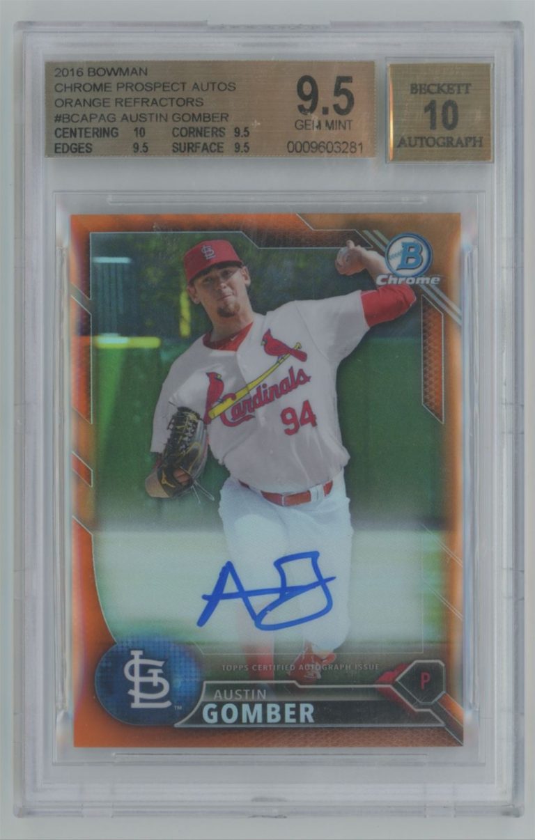 Austin Gomber 2016 Bowman Chrome Orange Refractor Auto RC #14/25 BGS 9.5 10