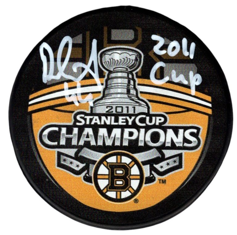 Dennis Seidenberg Signed Bruins 2011 Stanley Cup Puck w/ Insc. JSA Witness COA