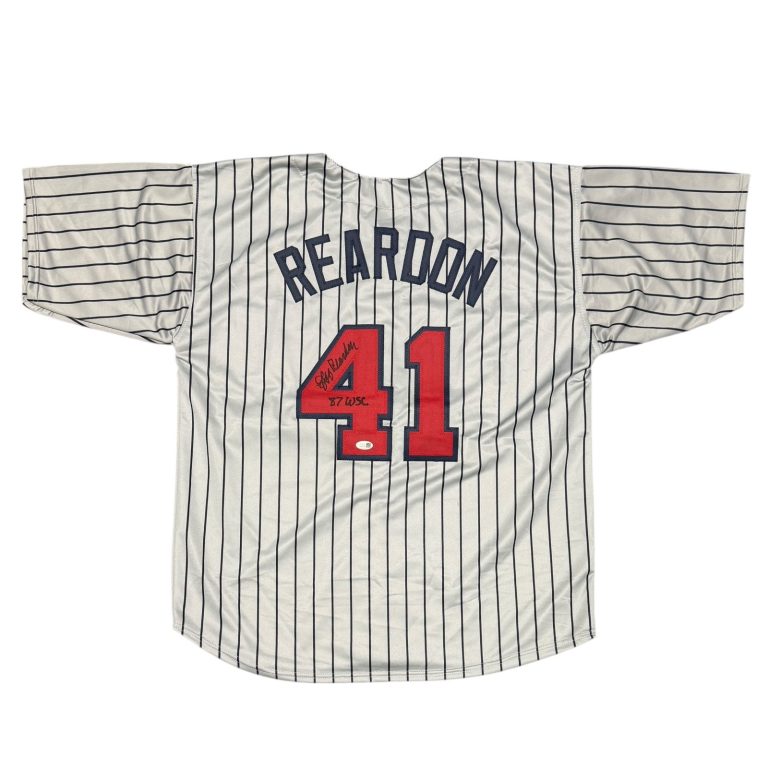 Jeff Reardon Signed Minnesota Twins Grey Custom Jersey 87 WSC JSA Witness COA