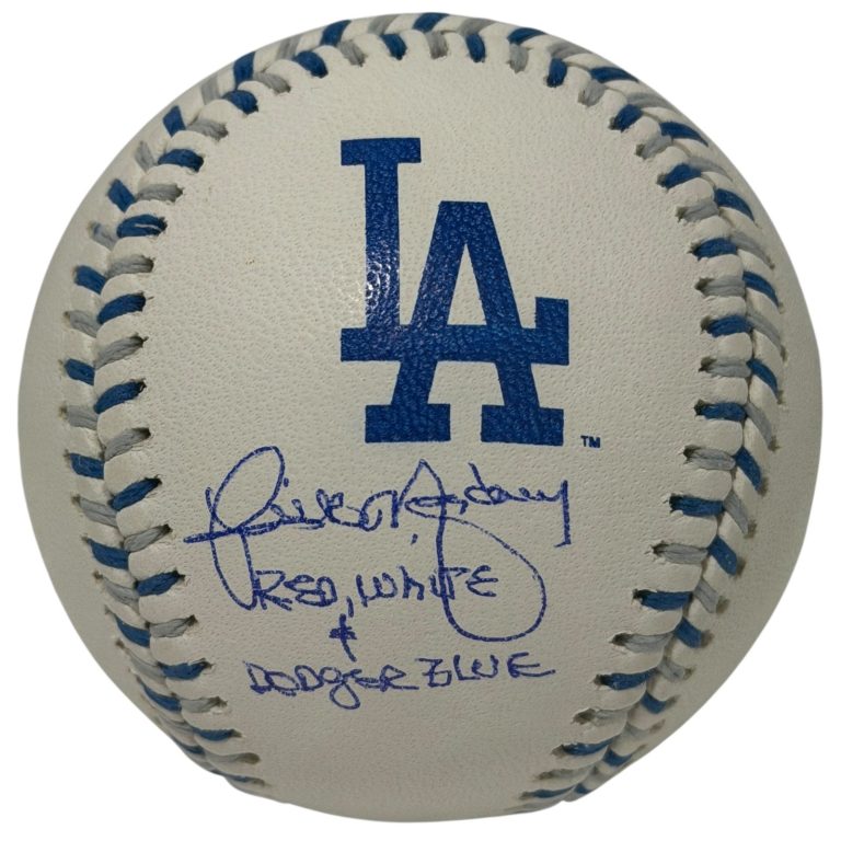 Rick Monday Signed Dodgers Logo Baseball Red White & Dodger Blue JSA WITNESS COA