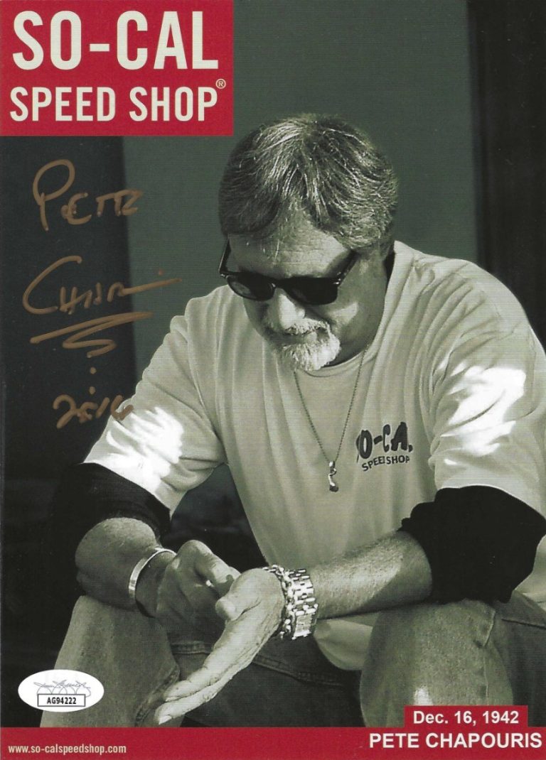 Pete Chapouris Signed So-Cal Speed Shop 6.5x9 Promo Photo JSA COA Gold Ink