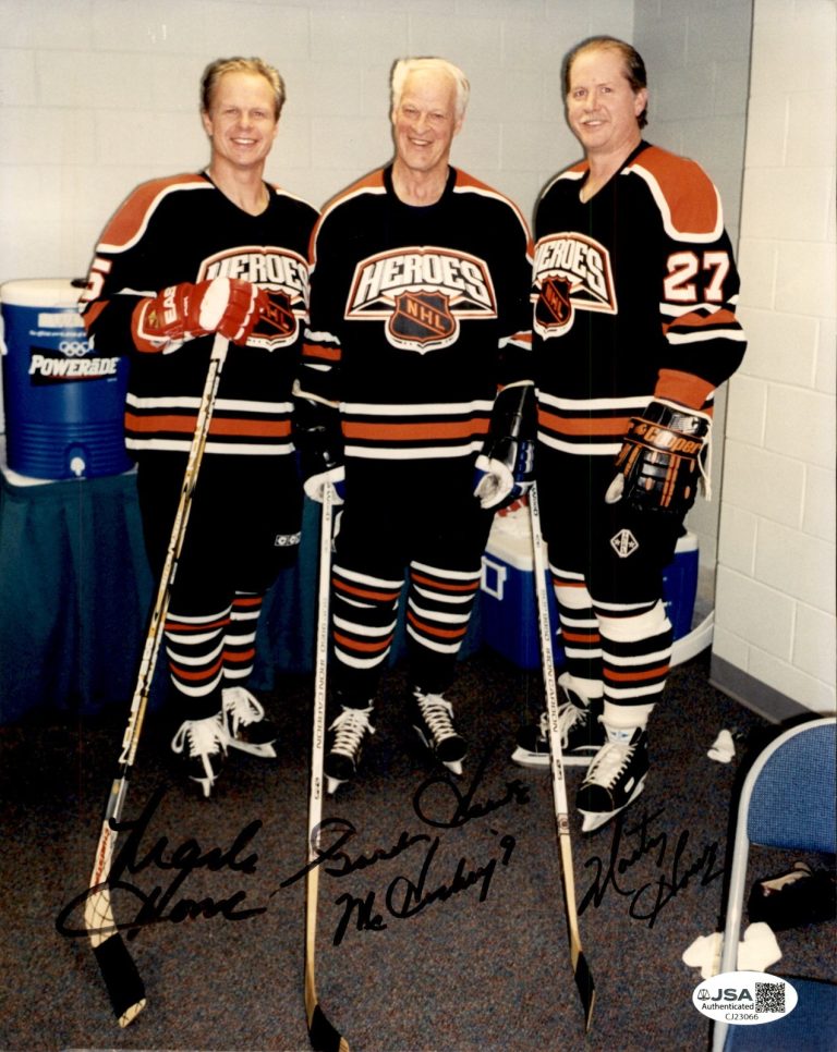 Gordie Mark & Marty Howe Signed Hartford Whalers NHL Heroes 8x10 Photo JSA COA