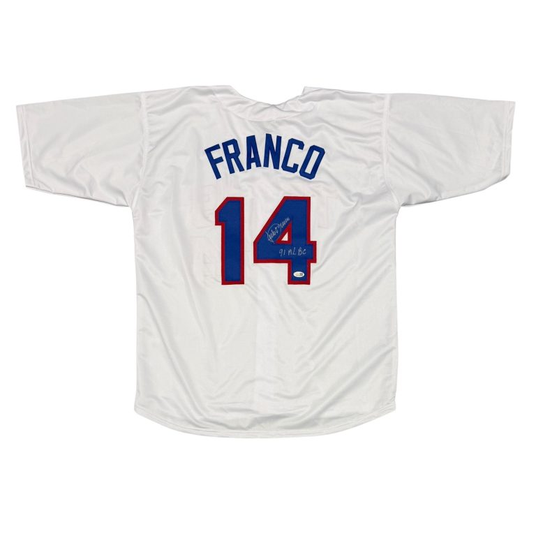 Juilo Franco Signed Texas Rangers Custom Jersey w/ 91 AL BC JSA Witness COA