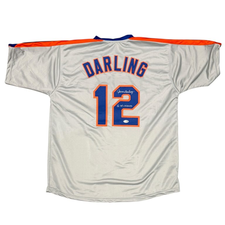 Ron Darling Signed New York Mets Custom Jersey w/ 86 WS Champs JSA Witness COA