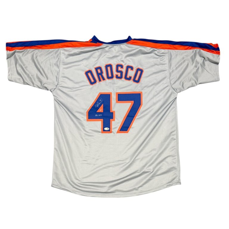 Jesse Orosco Signed New York Mets Custom Jersey w/ 86 WSC JSA Witness COA