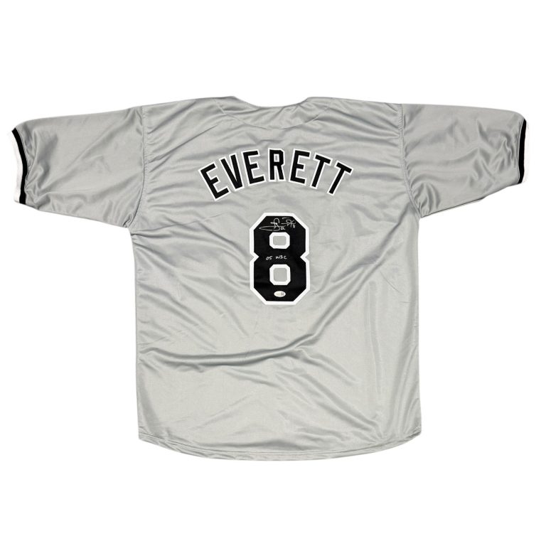 Carl Everett Signed White Sox Custom Grey Jersey w/ 05 WSC JSA Witness COA