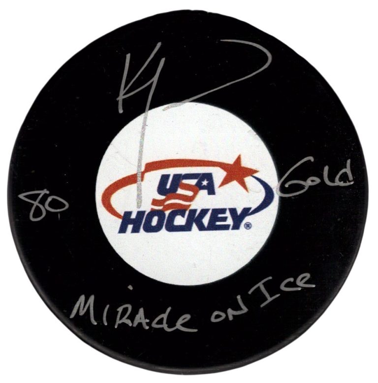 Ken Morrow Signed USA Hockey Puck w/ 80 Gold Miracle on Ice Beckett Wit BAS COA