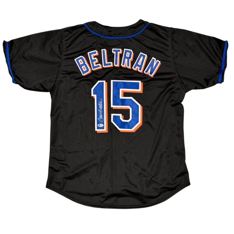 Carlos Beltran Signed Autographed New York Mets Custom Jersey Beckett BAS COA