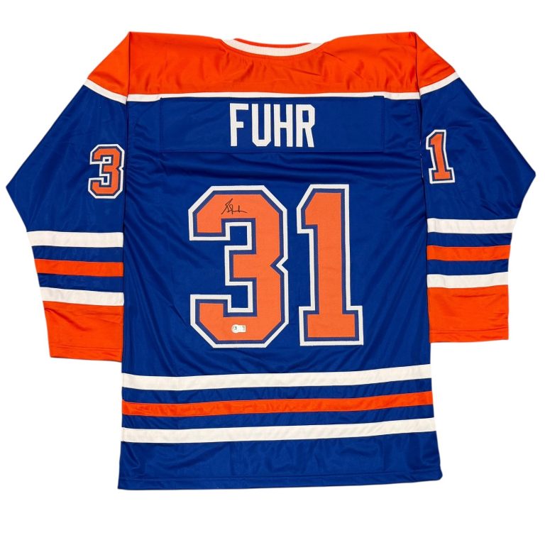 Grant Fuhr Signed Edmonton Oilers Custom Jersey Beckett Witness BAS COA