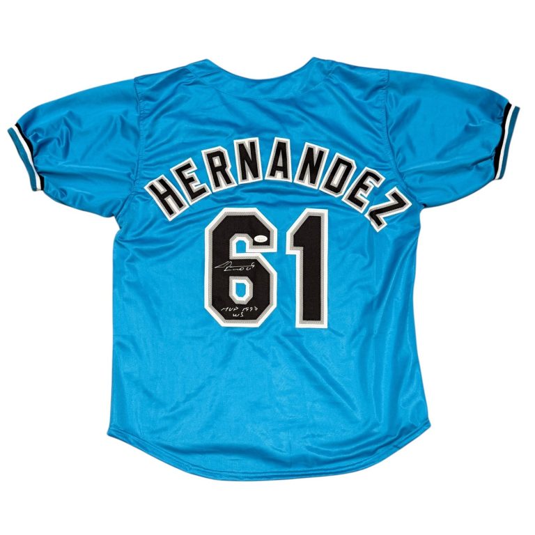 Livan Hernandez Signed Florida Marlins Custom Jersey w/ MVP 1997 WS JSA COA
