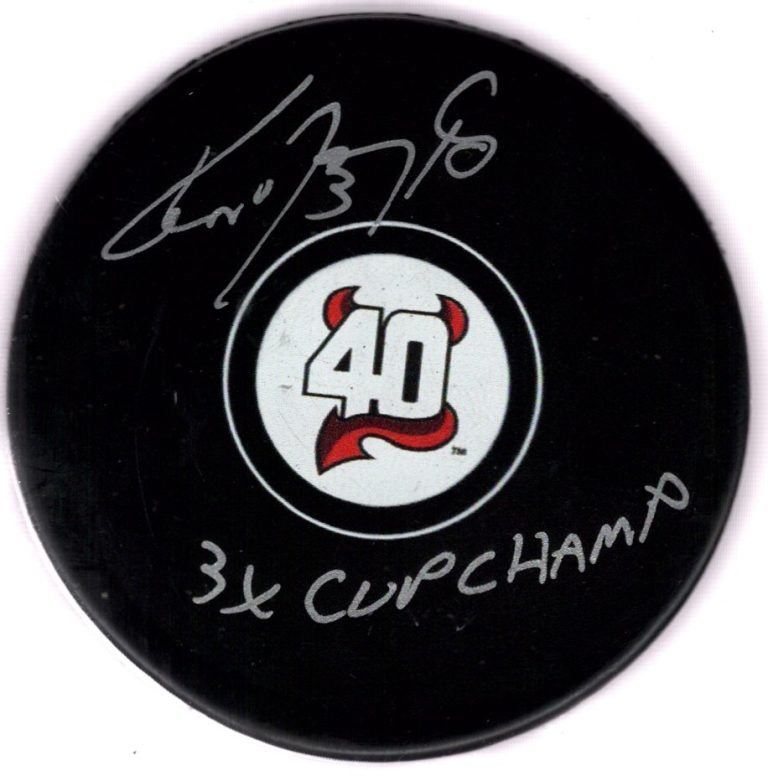 Ken Daneyko Signed Devils 40th Anniversary Logo Puck w/ 3x Cup Champ JSA Wit COA
