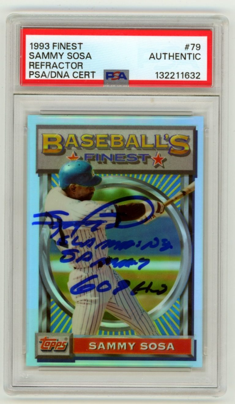 Sammy Sosa 1993 Topps Finest #79 Refractor Signed w/ 2 Inscriptions PSA Auto