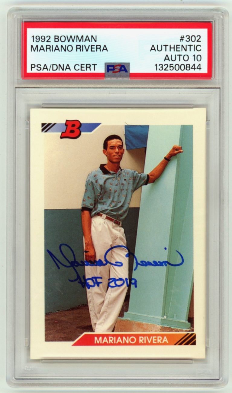 Mariano Rivera 1992 Bowman #302 Rookie RC Signed w/ HOF 2019 Insc. PSA 10 Auto