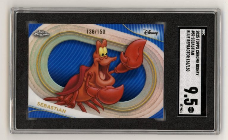 Sebastian 2025 Topps Chrome Disney #59 Blue Refractor #136/150 SGC 9.5