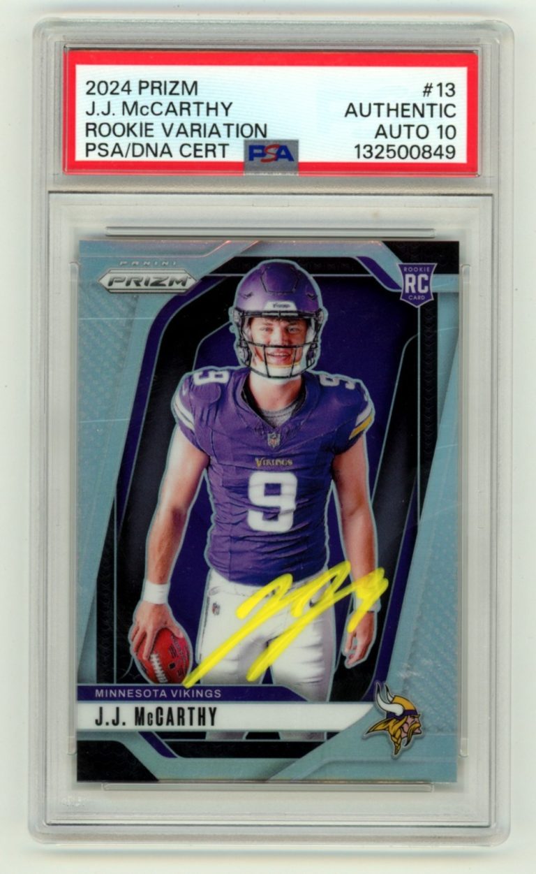 J.J. McCarthy 2024 Panini Prizm 400 Signed Rookie Variation Prizm RC PSA 10 Auto