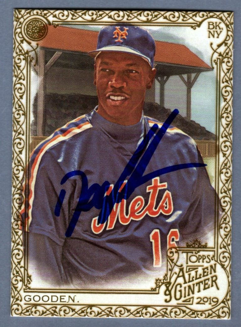 Dwight Doc Gooden Signed 2019 Topps Allen & Ginter Gold Hot Box #274 LSCM COA