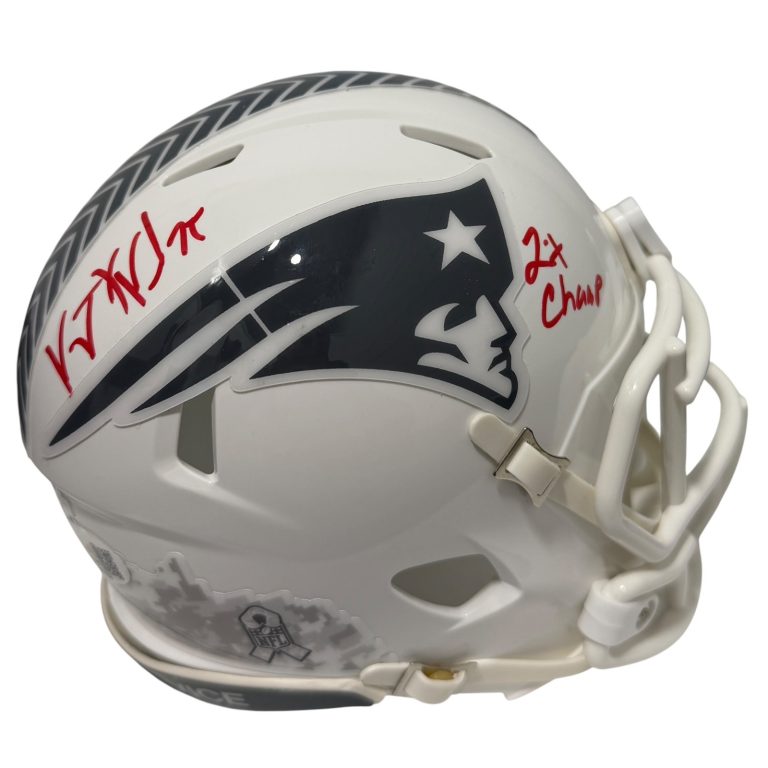 Vince Wilfork Signed Patriots Salute Mini Helmet w/ 2x Champ Ins JSA Witness COA