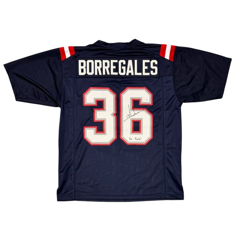 Andres Borregales Signed New England Patriots Custom Jersey w/ Go Pats JSA W COA