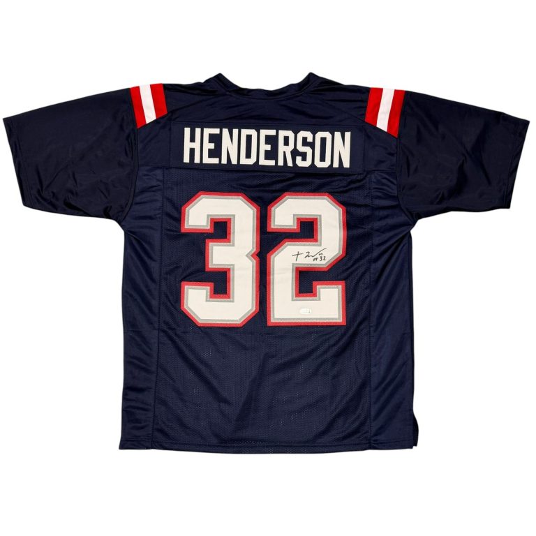 TreVeyon Henderson Signed New England Patriots Custom Jersey JSA Witness COA