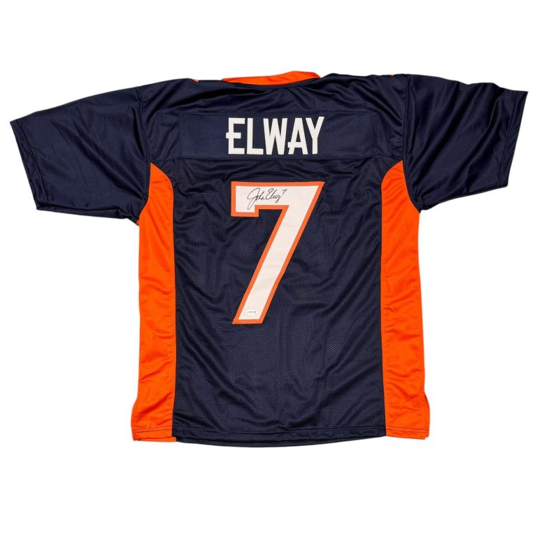 John Elway Signed Autographed Denver Broncos Custom Navy Jersey JSA COA