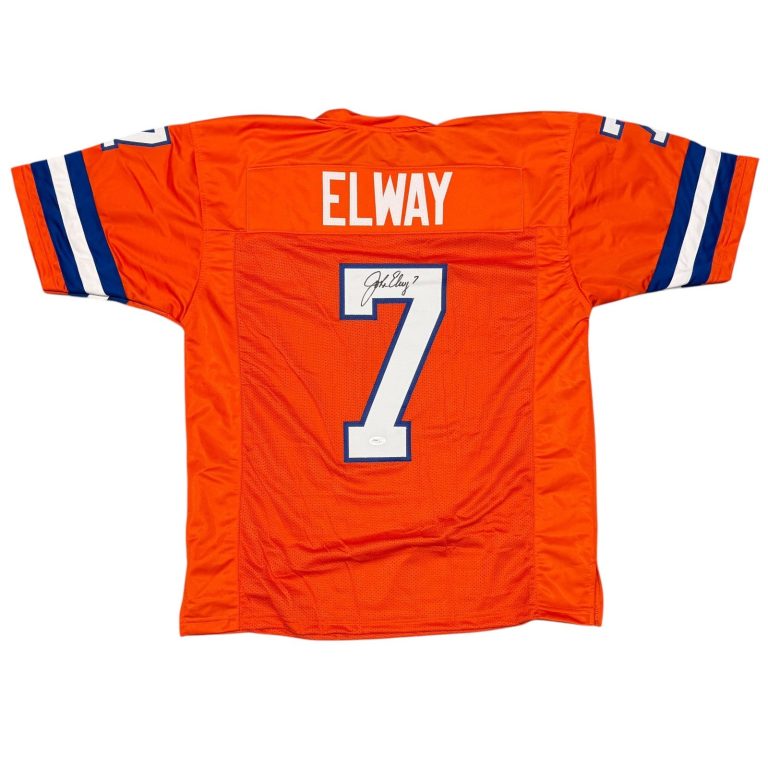 John Elway Signed Autographed Denver Broncos Custom Orange Jersey JSA COA