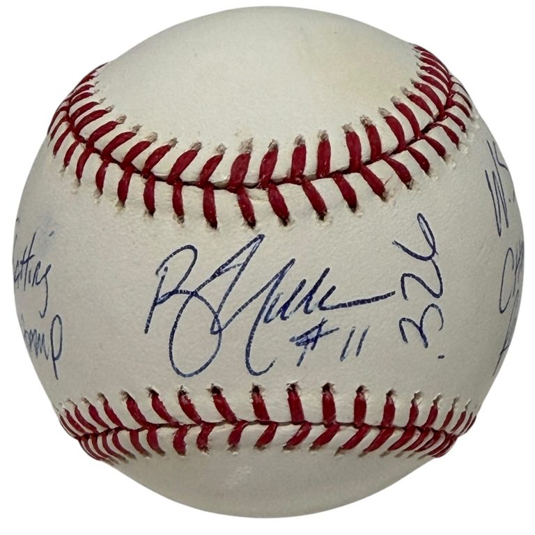 Bill Mueller Signed Autographed ROMLB Baseball w/ 3 Ins JSA COA Red Sox