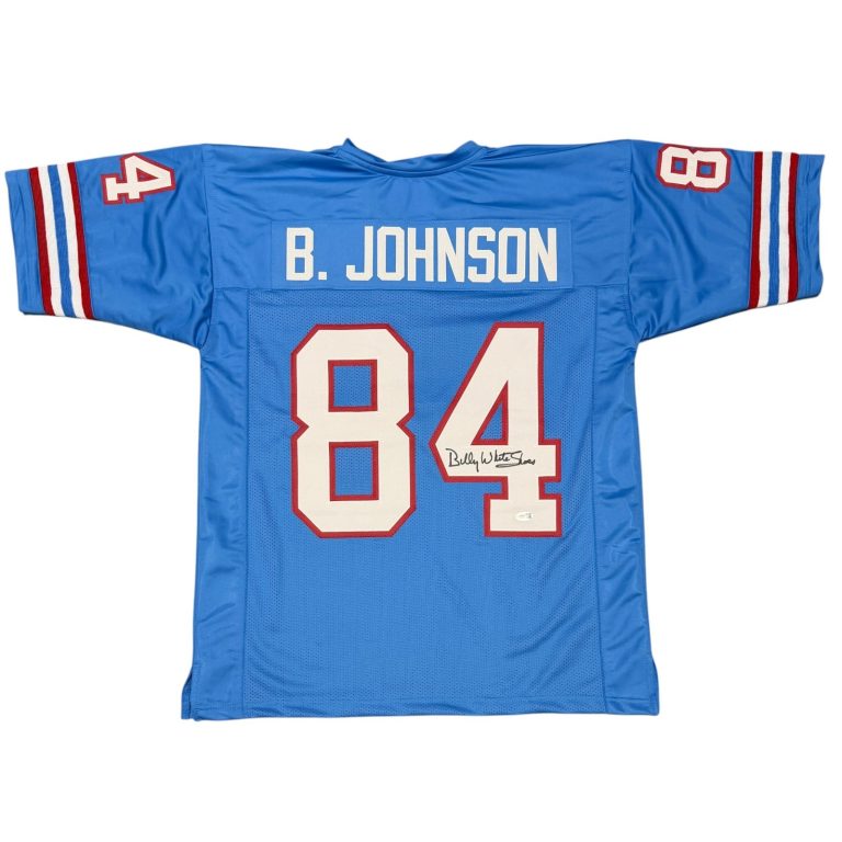 Billy White Shoes Johnson Signed Houston Oilers Custom Jersey JSA Witness COA
