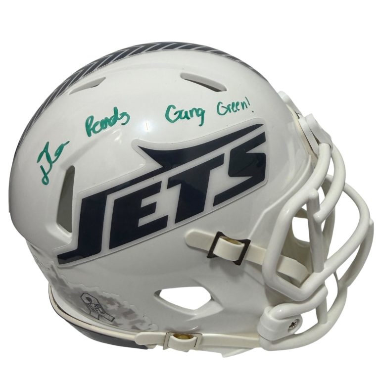 D'Angelo Ponds Signed New York Jets Salute Mini Helmet w/ Gang Green JSA Wit COA