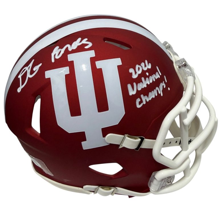 D'Angelo Ponds Signed Indiana Mini Helmet w/ 2026 National Champs! JSA Wit COA