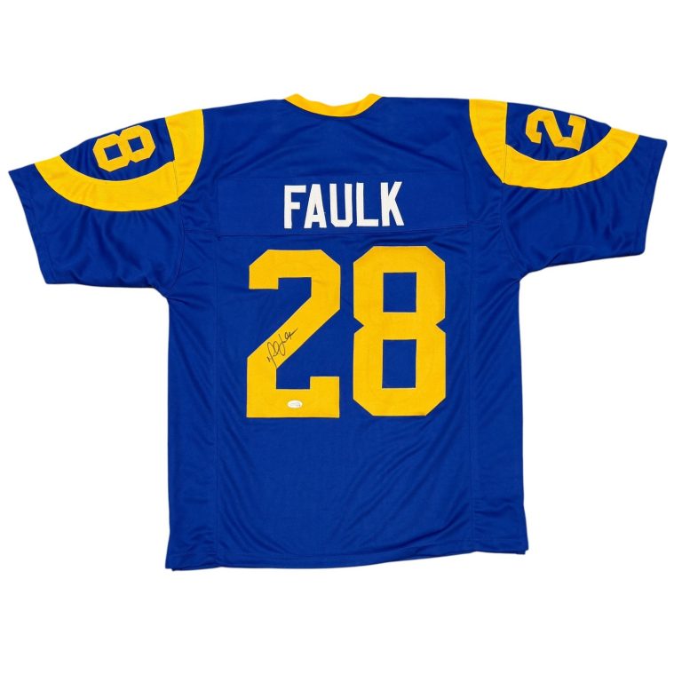 Marshall Faulk Signed Los Angeles Rams Custom Blue Jersey JSA Witness COA