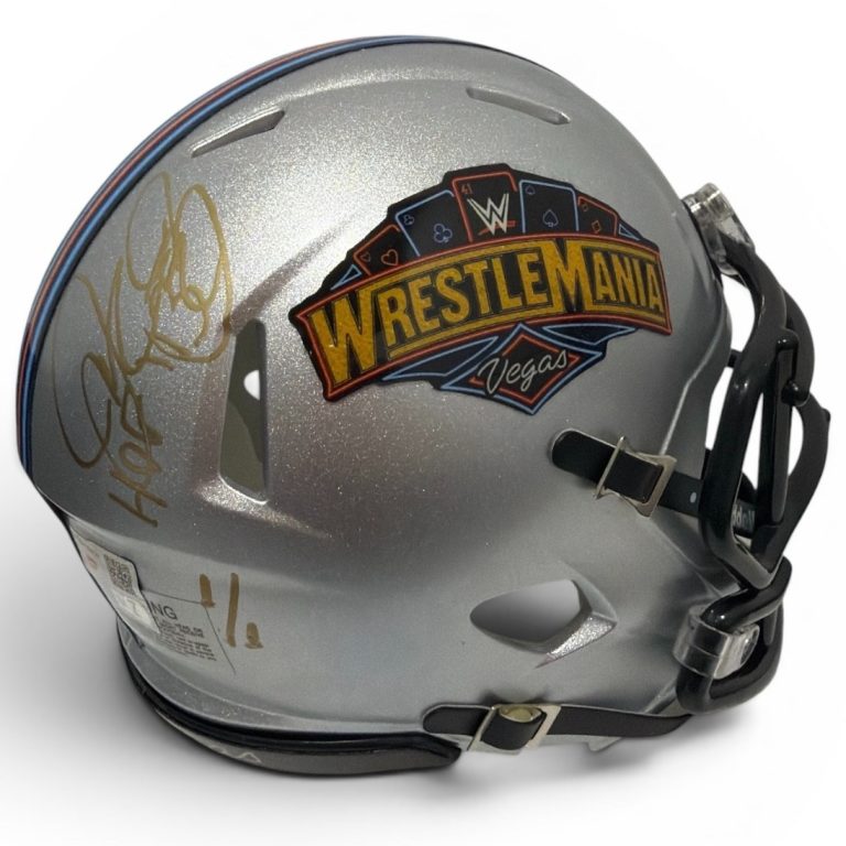 Mankind Mick Foley Signed WrestleMania Mini Helmet Gold #1/1 HOF 13 FANATICS COA