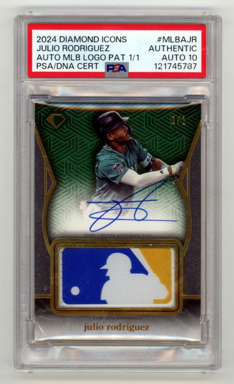 Julio Rodriguez 2024 Diamond Icons Silhouetted Logoman Auto #1/1 PSA 10 Auto